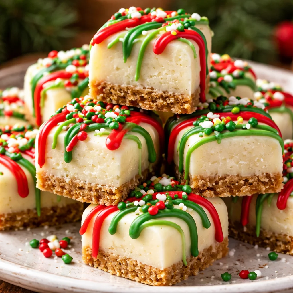 Delicious no-bake Christmas cheesecake bites topped with festive decorations