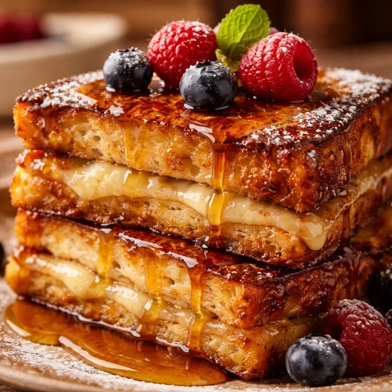 Delicious Overnight Crème Brûlée French Toast topped with caramelized sugar