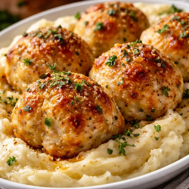 Delicious Parmesan Cloud Chicken Bombs on a plate, golden and crispy